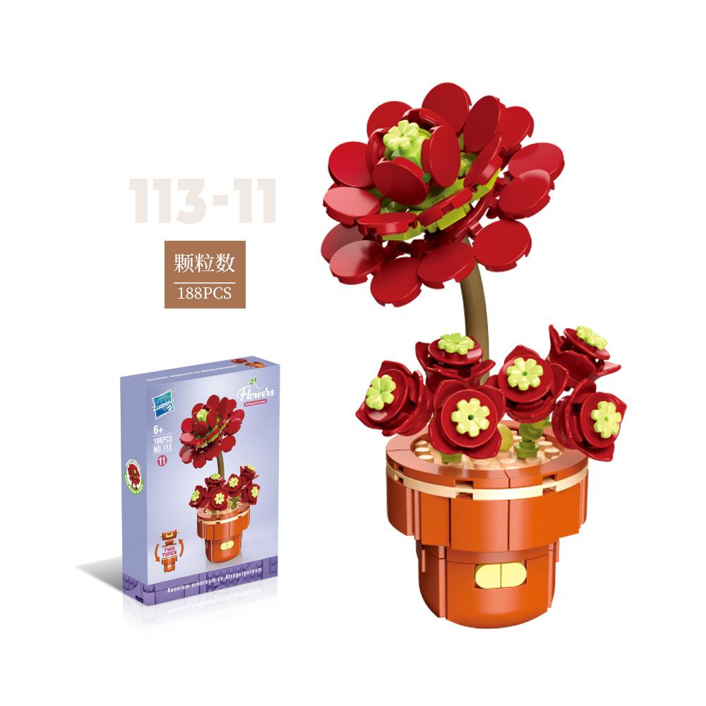 Цветочные горшки для растений, суккуленты, строительные блоки, украшения, модели, украшение для дома, букет цветов, сборные кирпичи MOC, игрушка для детей, подарок