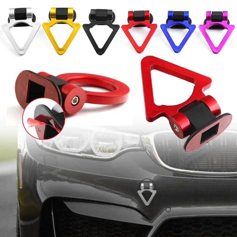 2 Designs Car Styling Trailer Hooks Sticker Decoration Car Auto Rear Front Trailer Simulation Racing Ring Vehicle Towing Hook