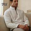 Winter Warm Clothing Men Quarter-Zip Sweatshirt, Long Sleeve Mock Neck Pullover Top, Solid Casual Color Tops Sweatshirt for Golf Office Street