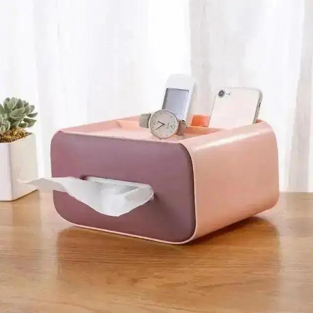 Creative Multifu Plastic Tissue Box Remote Control Storage Tissue Boxs Dustproof Tissue Can Desktop Cosmetic Storage Organizer