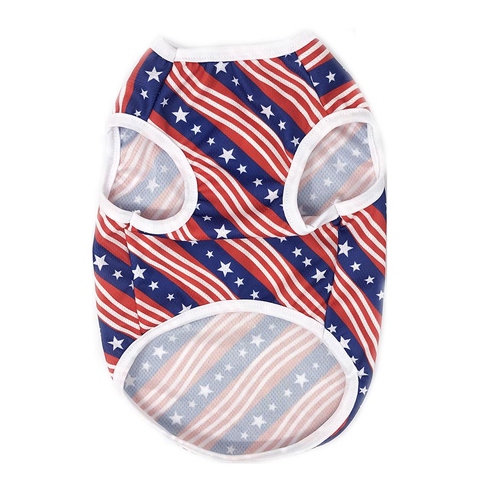 Striped Dog Clothes For Small Dogs Cats Vest Costume Thin Breathable Puppy T-shirt Chuihuahua Pullover Independence Day French Bulldog Supplies