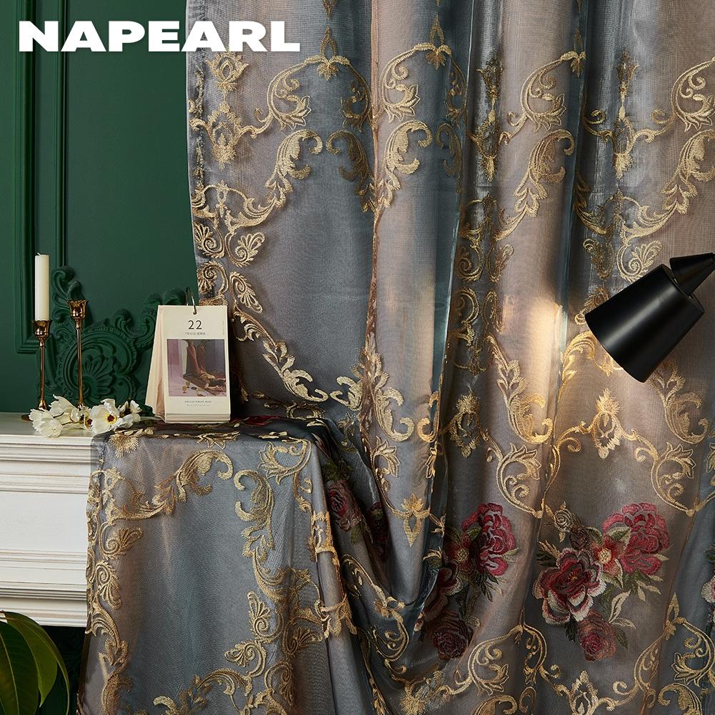 Комплект модных высококачественных экзотических роскошных двухслойных вышитых штор NAPEARL для гостиной, окон, штор, панелей, декора