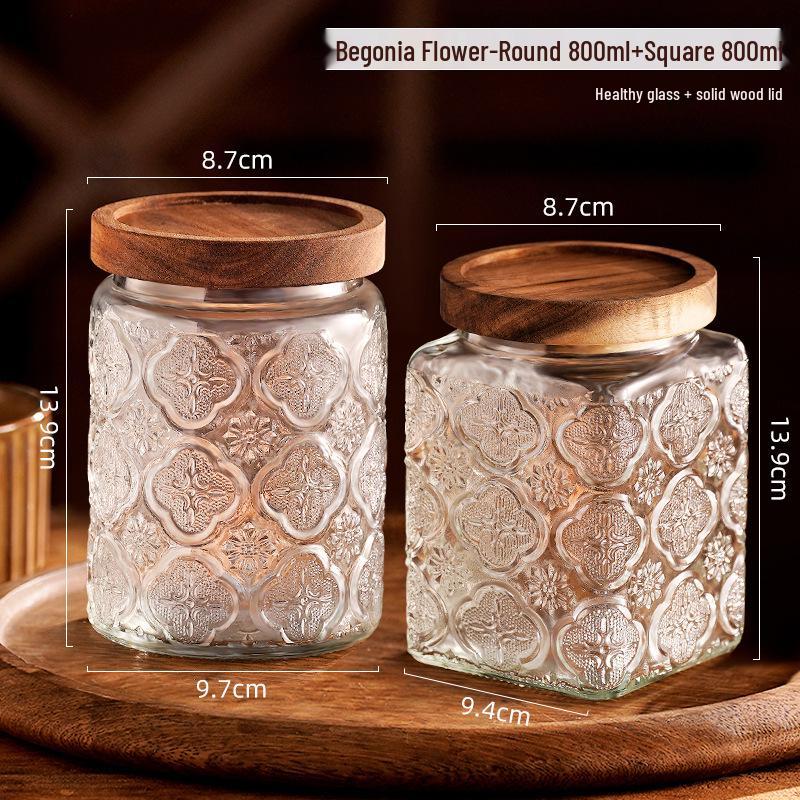 Стеклянная герметичная банка для хранения закусок, сухофруктов, чая, сахара и зерновых