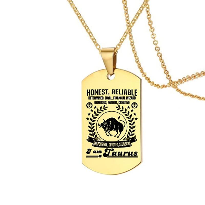 Zodiac Personalised Necklace 12 Constellation Stainless Steel Astrology Pendant Necklace