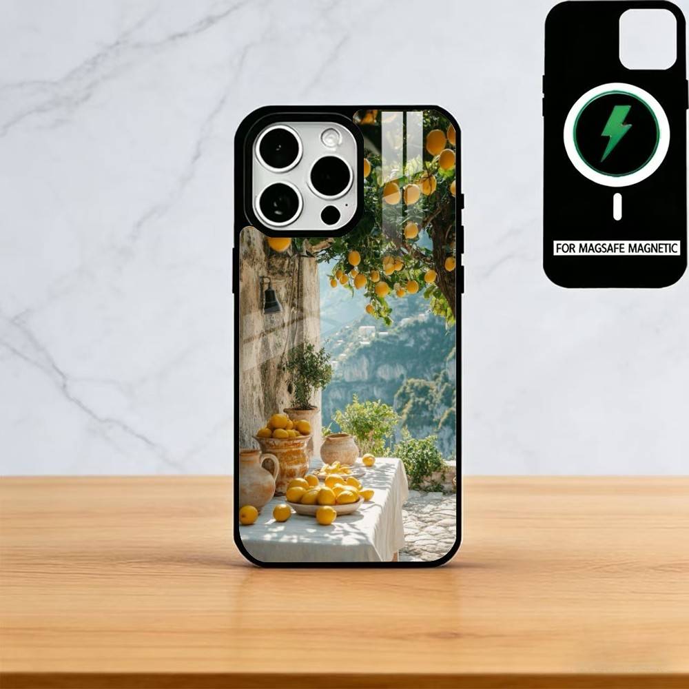 European Amalfi Coast Lemon Phone Case For iPhone17,16,15,14,13,12,11 Plus,Pro Magnetic For Magsafe Wireless Charging