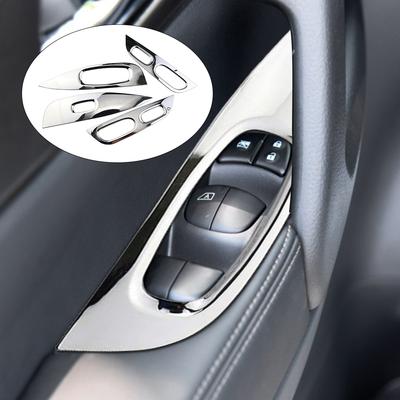 Хромированные накладки на панель переключателей дверей и окон для Nissan X-trail Xtrail T32 Rogue 2014 - 2020 LHD Накладки на подлокотники 4 шт./компл.