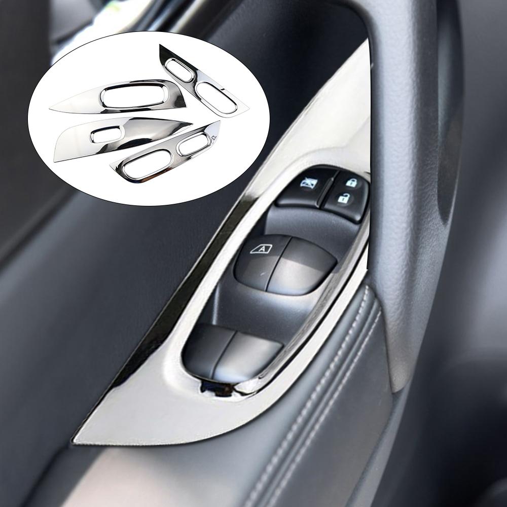 Хромированные накладки на панель переключателей дверей и окон для Nissan X-trail Xtrail T32 Rogue 2014 - 2020 LHD Накладки на подлокотники 4 шт./компл.