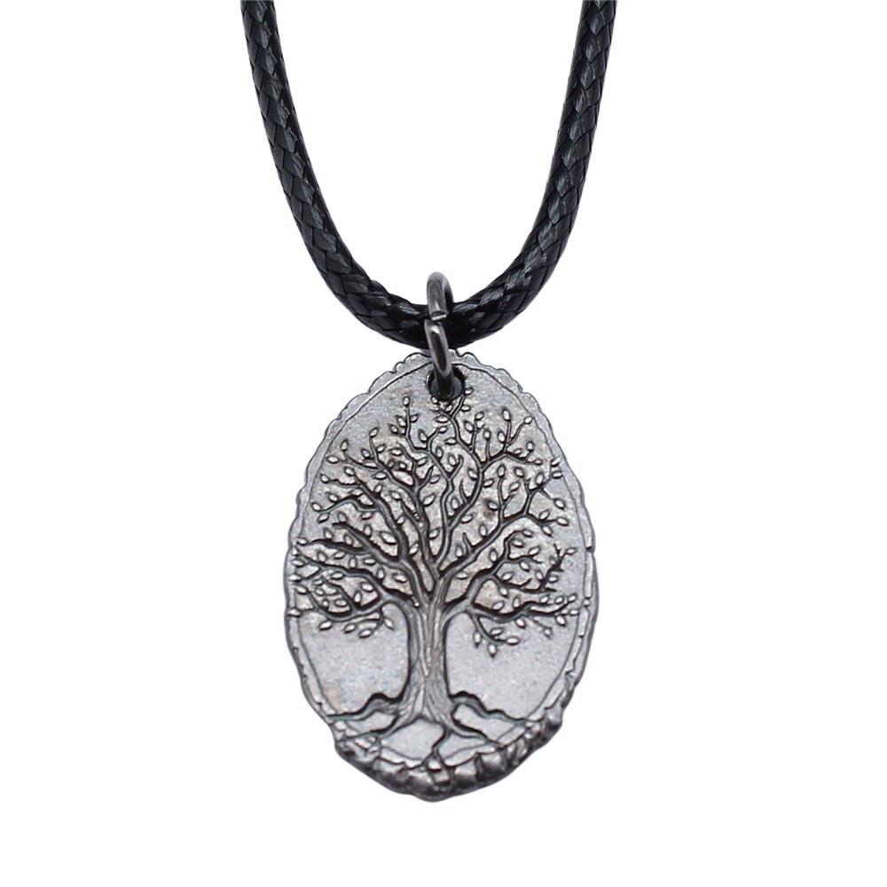 Антикварный кулон-ожерелье "Древо Жизни" Nature Boho Statement Jewelry 45см Кожаная цепочка