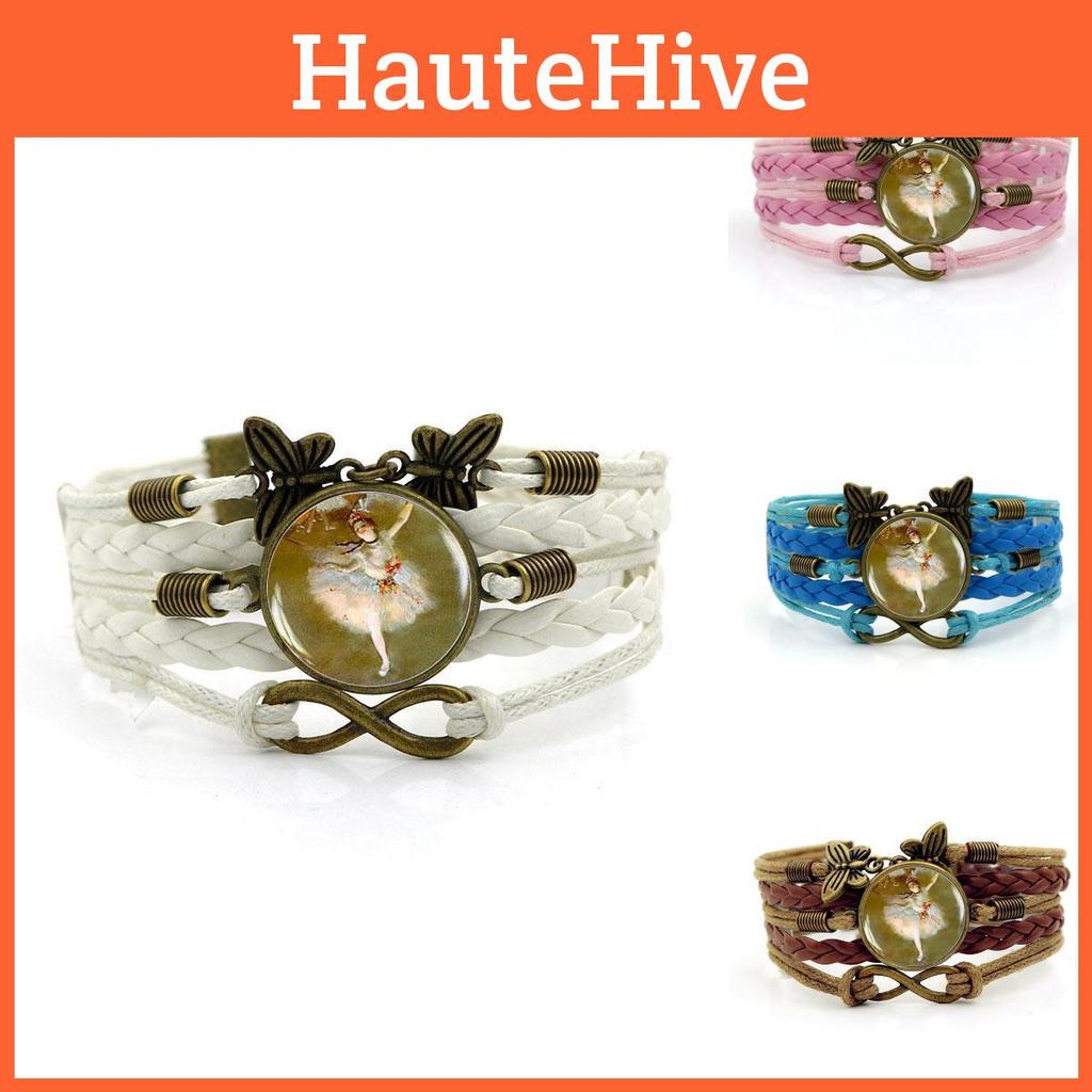 Элегантный браслет с драгоценными камнями времени с узором балерины для женщин, винтажные плетеные украшения с символом бабочки и бесконечности