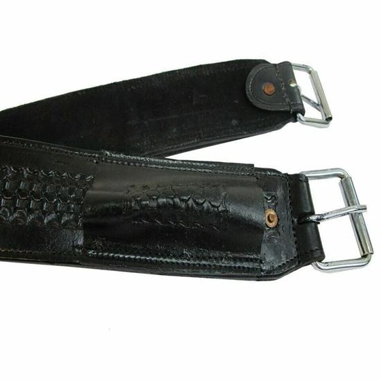 Western Leather Rear Cinch Latigo Waffle Stamped Hand Carved Flank Girth.