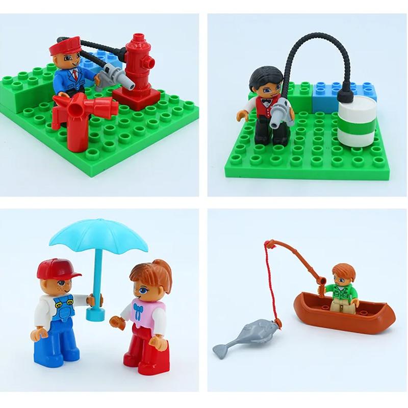 Большие строительные блоки Аксессуары Железнодорожные пути Дорожные знаки Светофор Дорожное заграждение Парковочный столб Забор Совместимые Серия для улицы Детские игрушки