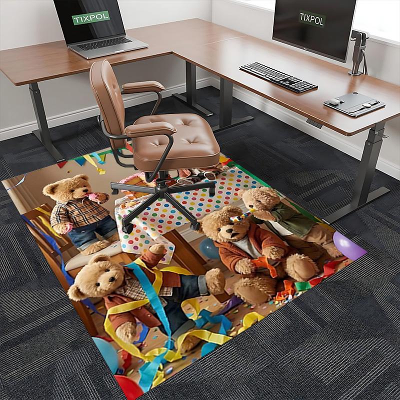 1pc Teddy Bear Party Chair Mat - Anime Cartoon Design, Festival Gift, Non-Slip Carpet for Office and Home Decorations.C023