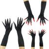 Черные перчатки для Хэллоуина, перчатки для костюмированной вечеринки, костюм ведьмы для косплея, готические варежки для женщин с когтями призрака