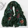Женский Хлопково-Вискозный Шарф Однотонный Вышитый Цветочный Тюрбан Стиль Пашмина Плед Толстый Защита от Солнца Летний Мягкий Шарф 180*90см