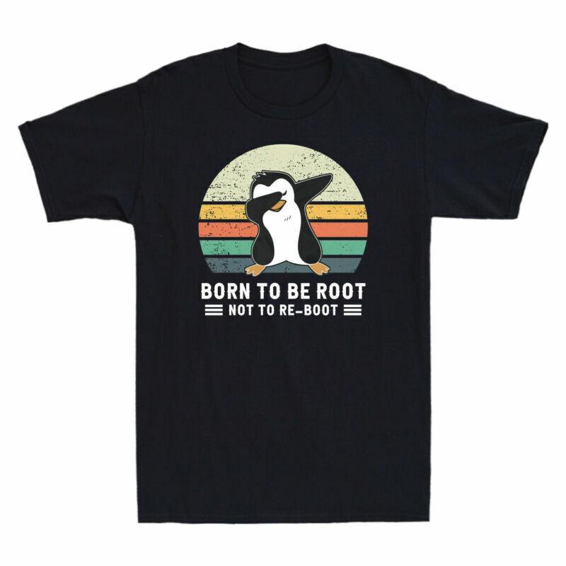 Unisexs Tshirt Root To Not Penguin Reboot Vintage Penguin To Funny Born Be