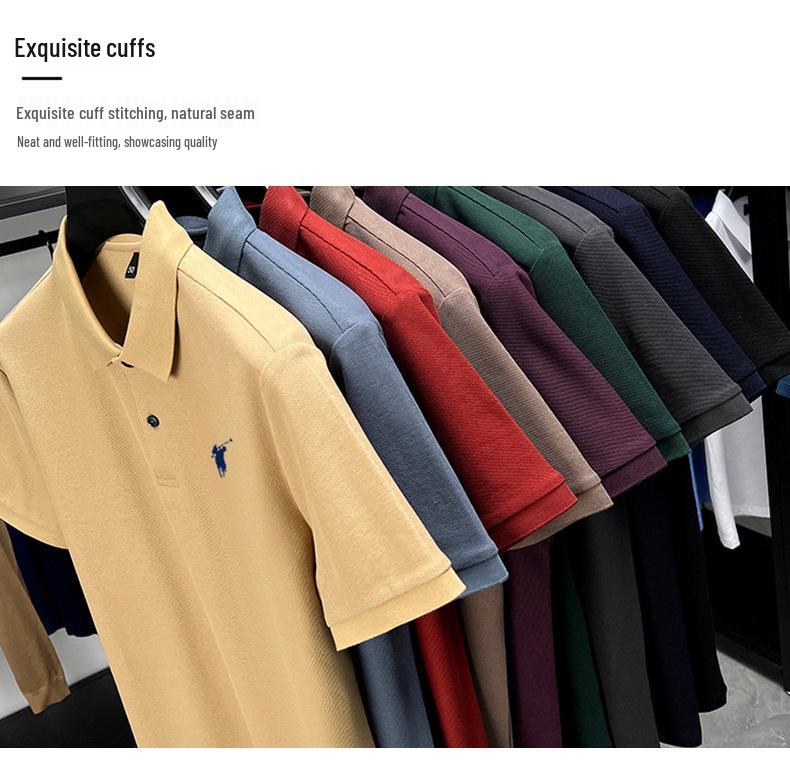 Мужская летняя футболка-поло из чистого хлопка с вышивкой логотипа пони 2025