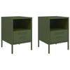 VidaXL Tables de chevet 2 pcs vert olive 36x39x50,5 cm, armoire, armoire latérale, mobilier de chambre à coucher, table de 843063