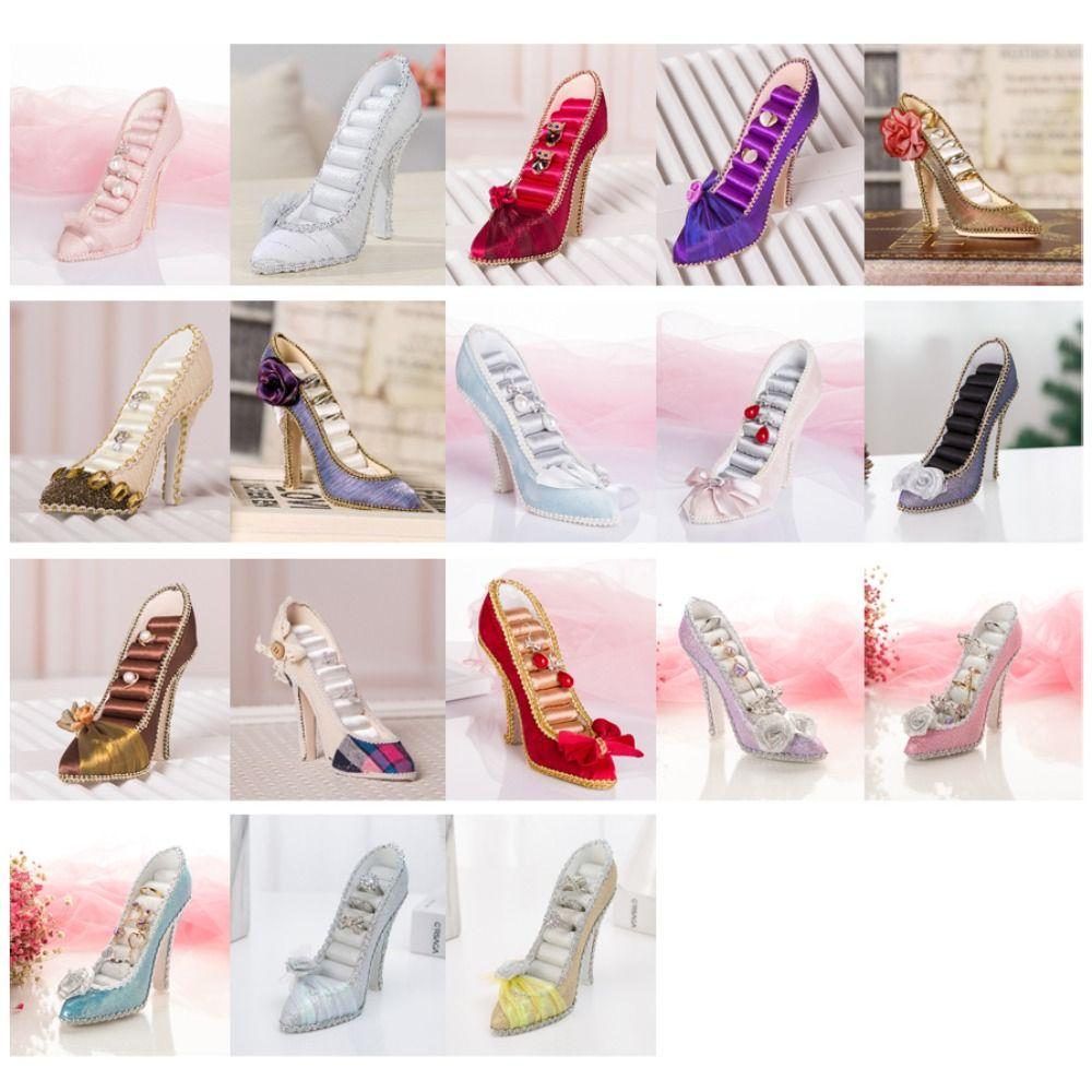 Элегантный бархатный стенд для колец, туфли на высоком каблуке, стойка для ювелирных изделий, дисплей для ювелирных изделий