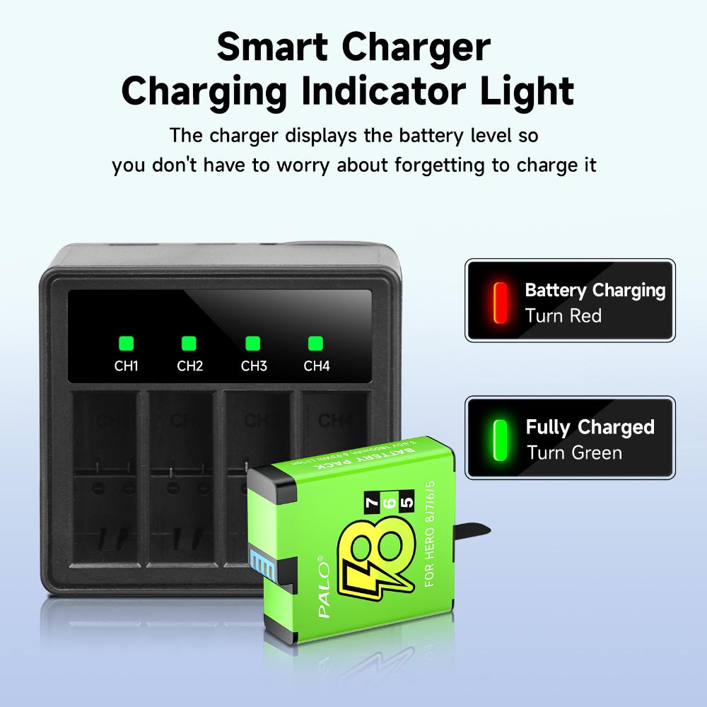 Для аккумулятора GoPro 8 7 5 6+4-солнечный светодиодный фонарик, зарядное устройство, ящик для хранения с usb-кабелем для камеры Gopro Hero 8 7 hero 5 HERO 6