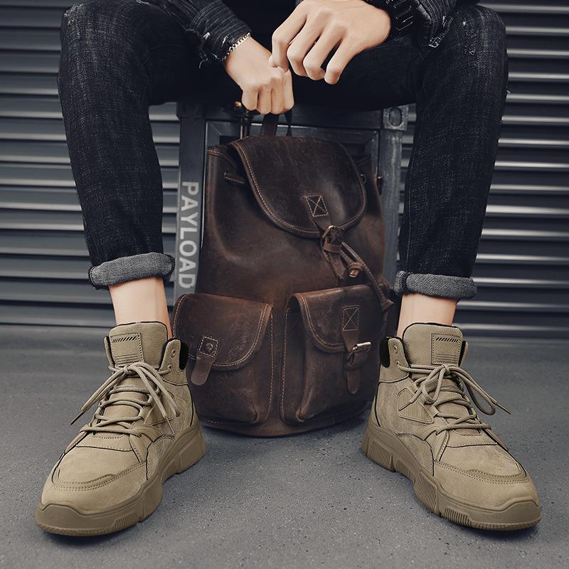 Fashion Men Boots Retro High Top Leather Booties Autumn Winter Platform Boots Outdoor Tooling Men Shoes Botas De Hombre