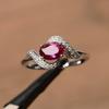 Women's Red Ruby Gemstone Ring July Birthstone Oval Cut 925 Sterling Silver Wedding,Engagement Ring