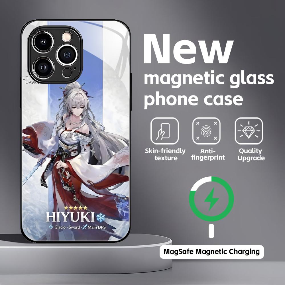 Чехол для телефона Wuthering Waves Hiyuki для iPhone 17 16 15 14 13 12 11 X XR XS 8 Plus Mini Pro Max Стеклянный Магнитный Чехол