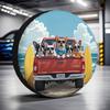 French Bulldog Beach Summer Truck Tire Cover Cute Dog Tailgate RV Spare Wheel Cover Polyester