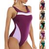 Women's Sleeveless Conservative One-piece Sexy Backless Color Matching Wetsuit With Breast Pad Swimsuit