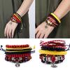 4Pcs/Set Boho Ethnic Multilayers Faux Leather Wooden Beads Women Bracelet