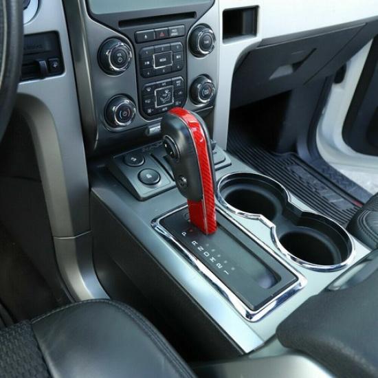 Car Gear Shift Knob Trim Sticker Decal Trim Cover for Ford F150 09-14 Red Carbon