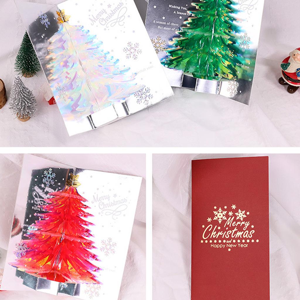 3D for Pop Up Christmas Greeting Cards Merry Xmas Cards Handmade Holiday Tree Postcard with Envelopes for Thanksgiving D