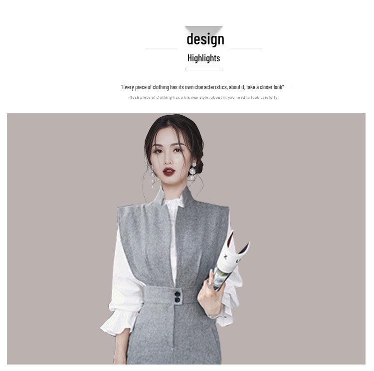 2023 Versatile High-Waisted Professional OL Shirt Set - Slimming Two-Piece