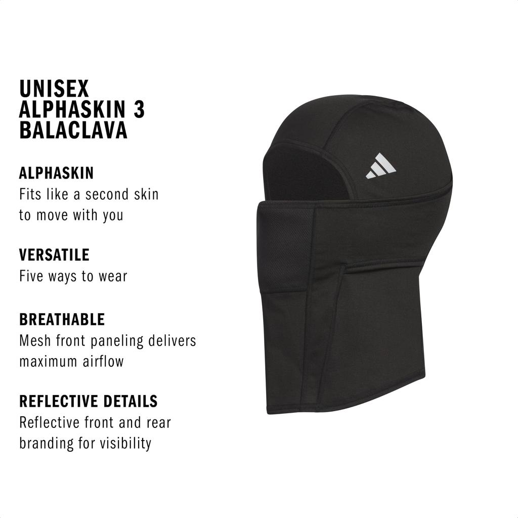 Балаклава adidas Alphaskin Лыжная Маска Спортивная Лицевая Светоотражающая Один Размер – Чехол, Черный/Серебристый F23,