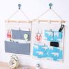 5 Grids Storage Pouch Multi-function Strong Loading Cotton Flax Practical Water Proof Wear Resistant Wall Hanging Organizer Bag for Living Room