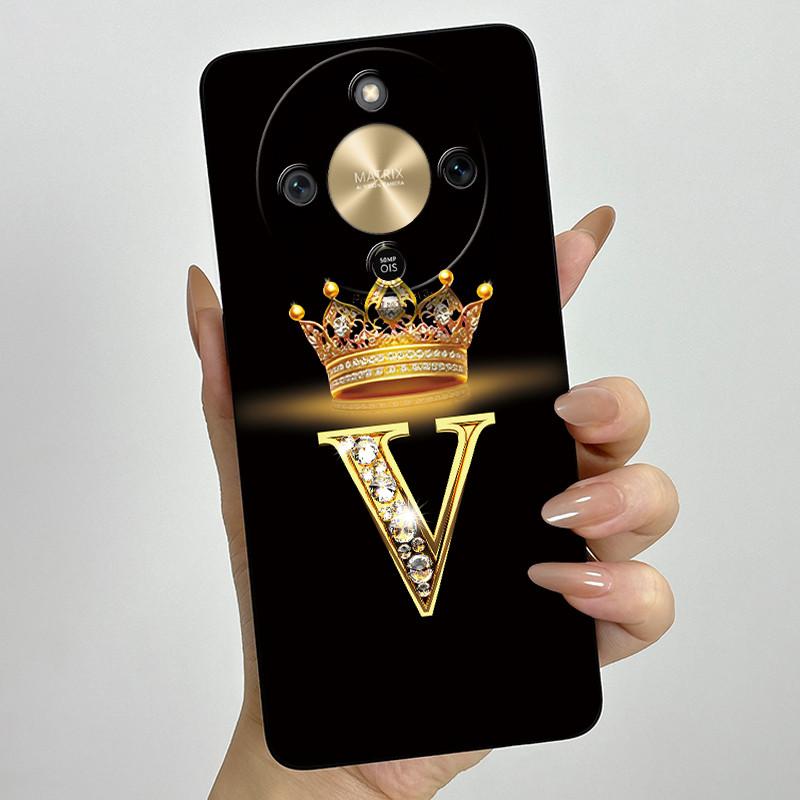 Чехол для Honor Magic 8 Lite Корона Первая Буква Мягкий Жидкий Силикон Ударопрочный Чехол Coque для Honor Magic8 Lite 5G Чехол Funda