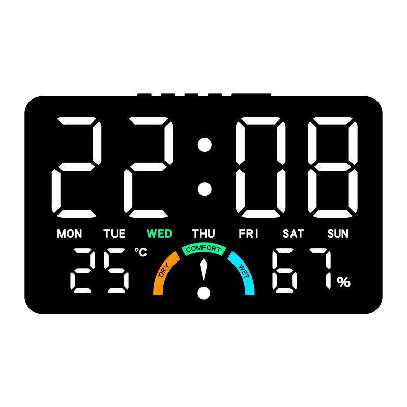 Светодиодные электронные часы с индикацией температуры и влажности в помещении, простые часы с большим экраном для подвешивания и настольной установки, многофункциональный прикроватный будильник