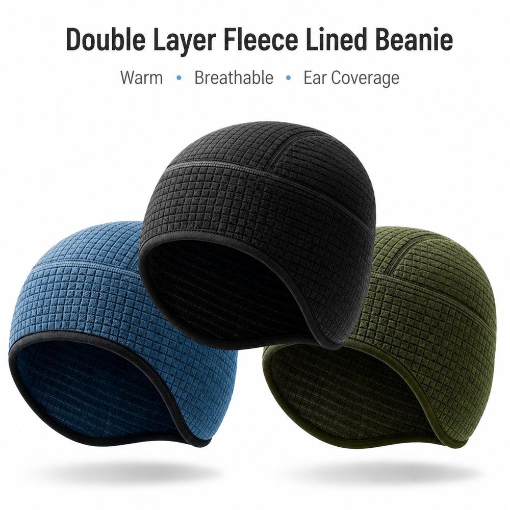 Double Layer Winter Beanie Ear Coverage Thermal Skull Cap New Ear Flap Beanie Running and Cycling