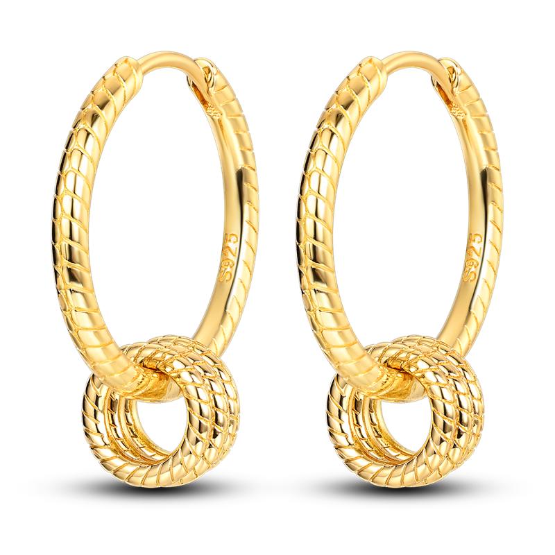 Original 925 Silver Hoop Gold Earring For Woman Heart Star Moon Zircon Pendientes Fashion Jewelry