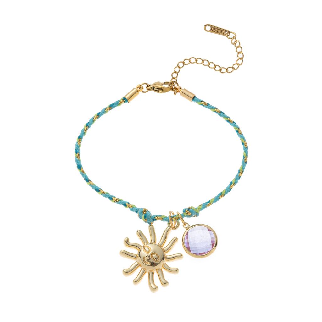 New Chinese Dopamine Color Rope Bracelet Dot Diamond Pentagram Cross Necklace 18K Gold