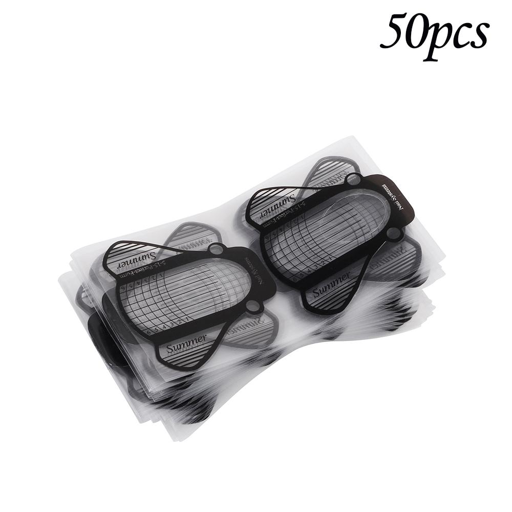 50 шт., французские формы для ногтей, формы для наращивания ногтей, наклейки, акриловые кривые, накладные направляющие для ногтей, маникюрный держатель, набор инструментов