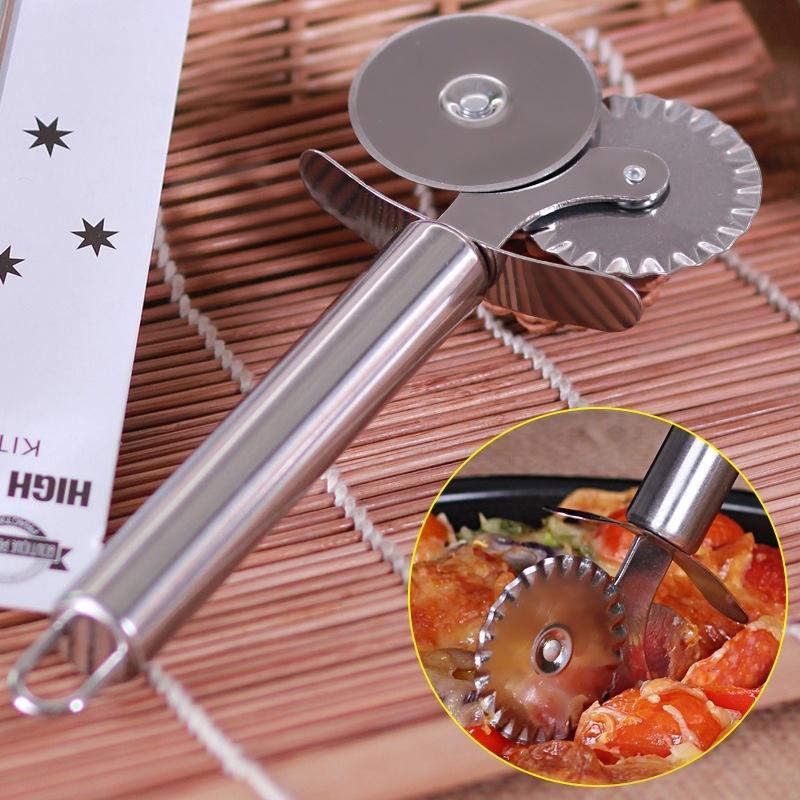 1 Pcs Double Roll Pizza Stainless Steel Knife Pasta Cutter Pasta Pasta Round  Lace Pizza