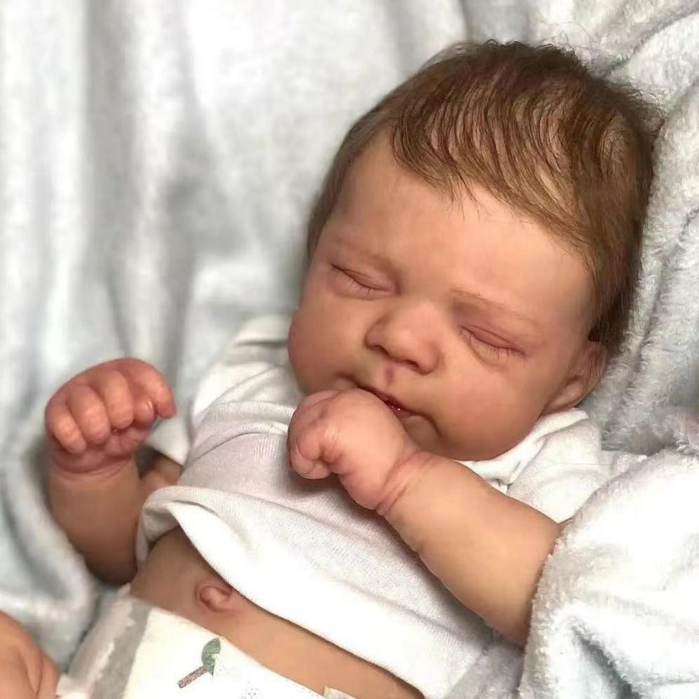 Реалистичная 49см полностью силиконовая кукла Reborn Baby Doll Pascale Прекрасная спящая кукла для девочек Игрушки Реалистичные имплантированные волосы Кукла для новорожденного Детский подарок на день рождения