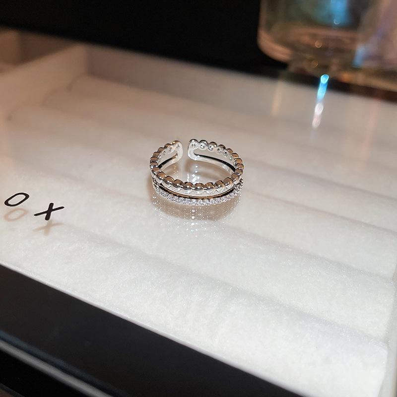 Luxury Zircon Sparkling Diamond Spirit Serpentine Ring Silver Open Ring High Quality Texture Simple and Versatile Trendy Cool Handmade for Women