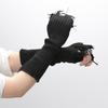 1pair Black Tattered Punk Unisex Fingerless Cuff Knit Gloves Women Men Elbow Length Mittens Broken Stretch Arm Warmer Gloves