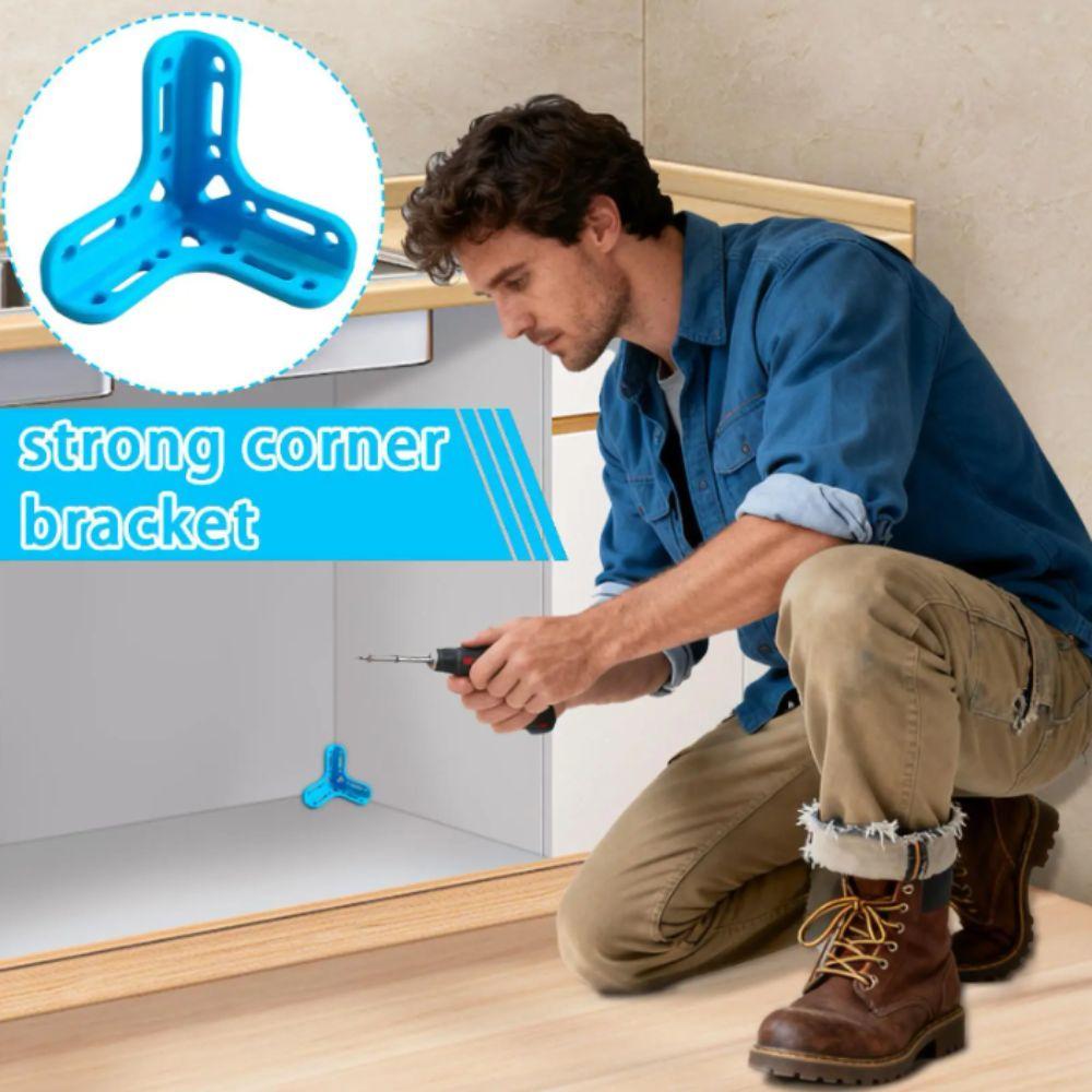 Heavy Duty Corner Brace Brackets Steel Material Blue Color Connector Triangle Design Orange Color Corner Guard Wall Protection