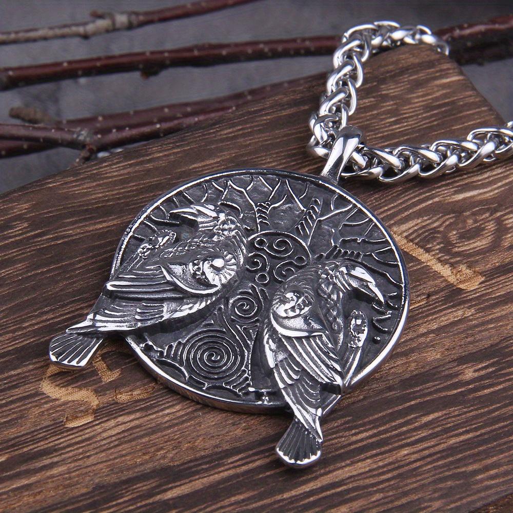 Nordic talisman crows of odin two crows huginn and muninn pendant on tree of life necklace