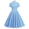Винтажные платья в горошек с принтом для женщин, летние элегантные платья в стиле свинг-рокабилли, вечерние платья А-силуэта для женщин, миди-платья