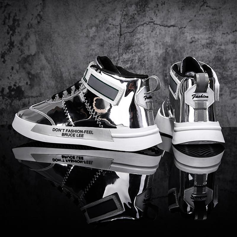 2024 Новые мужские роскошные кроссовки, модные блестящие зеркальные дизайнерские туфли, мужские кроссовки с золотым блеском, уличные хип-хоп мужские кроссовки для скейтбординга