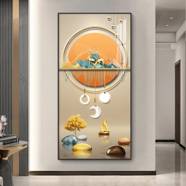 Абстрактная роскошная золотая картина на холсте, богатое дерево, свет, настенное искусство, постеры с оленями и принты для гостиной, крыльца, декора коридора