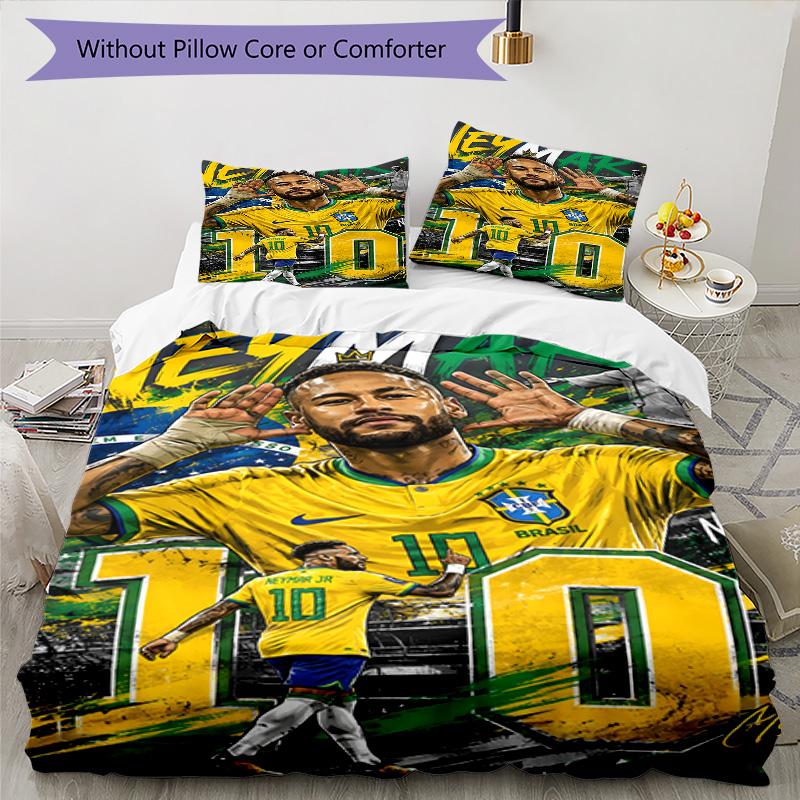 3pcs Neymar16 Design Cover Set - HD Printed Bedding with 1 Cover and 2 Pillowcases - Perfect for Home and Dorm Decor